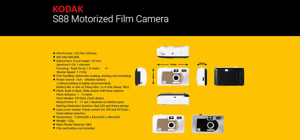 Kodak S-88 Motorised 35mm Camera - Black